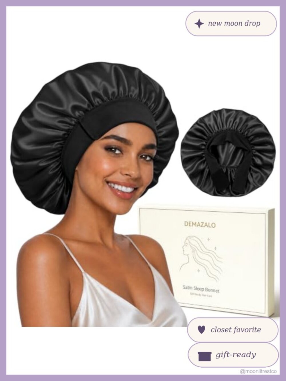 Adjustable Silk Satin Sleep Bonnet Double Layer 16.5 Inch Hair Care